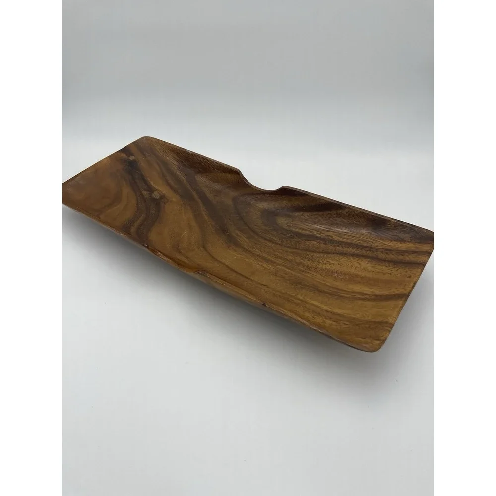 Mid Century Vintage Rectangle Wooden  Bowl Tray 15